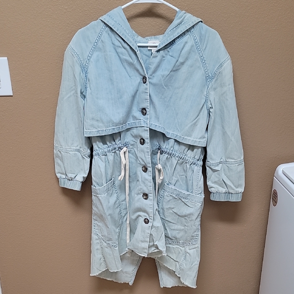 NWOT AG Adriano Goldschmied Light Blue Hooded Denim Jacket 🩵